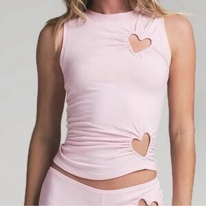 Pink Sleeveless Top with Heart Cutouts